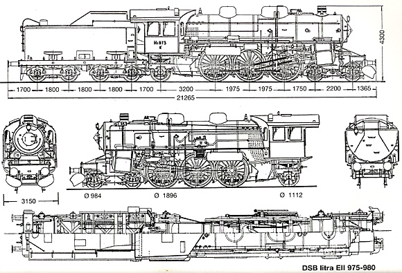 Tegning af DSB E 975 - 980