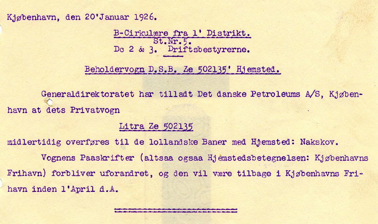 DDPA - Det Danske Petroleums-Aktieselskab - DSB ZE 502135