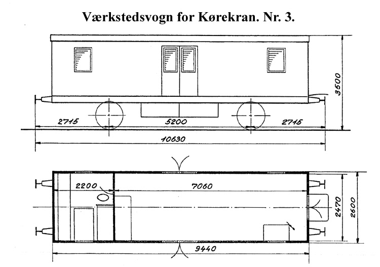 DSB Værkstedsvogn for Kørekran nr. 3