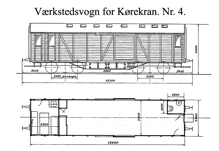 DSB Værkstedsvogn for Kørekran nr. 4