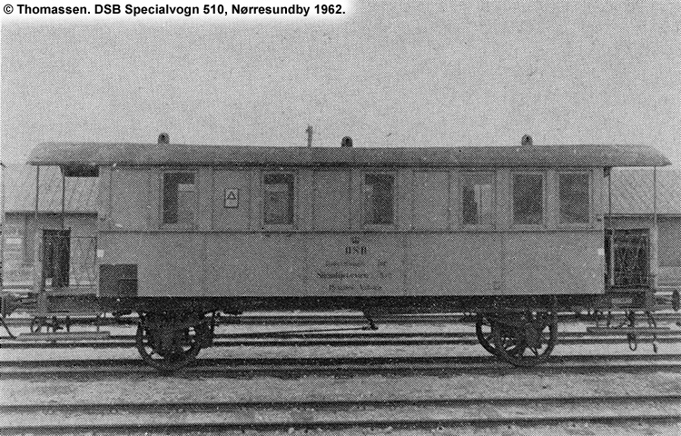 DSB Specialvogn 510<br>Værkstedsvogn for Signaltjenesten DSB Specialvogn 510<br>Værkstedsvogn for Signaltjenesten