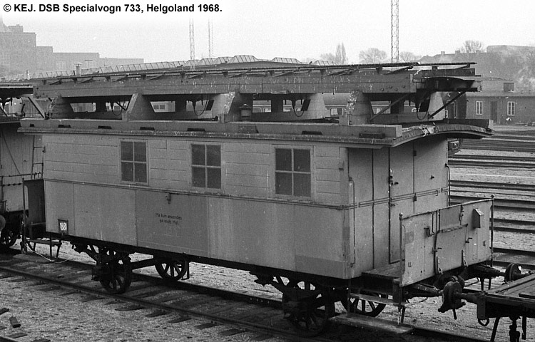 DSB Specialvogn 733<br>Tårnvogn til brug for køreledningstilsynet DSB Specialvogn 733<br>Tårnvogn til brug for køreledningstilsynet