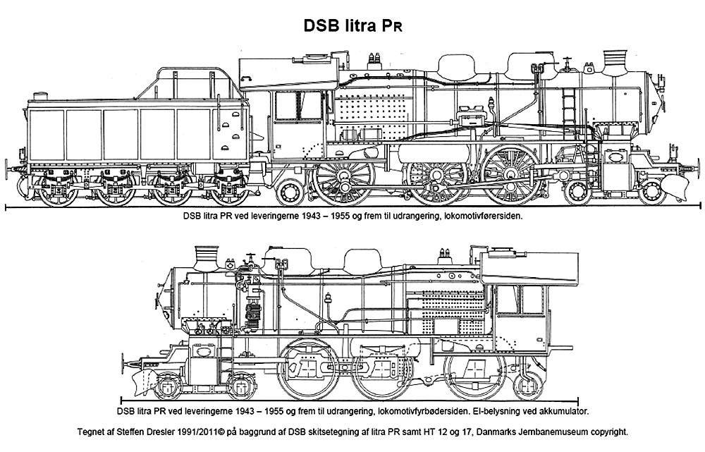 Tegning af DSB litra PR