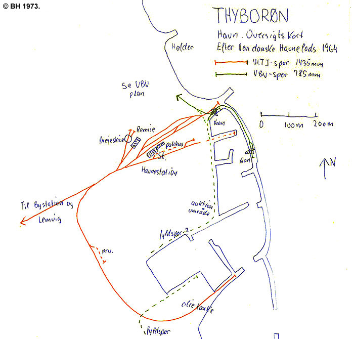 Oversigt over sporforløb på Thyborøn havn