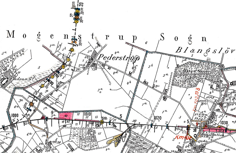 Kort over Mogenstrup sidesporet 1919