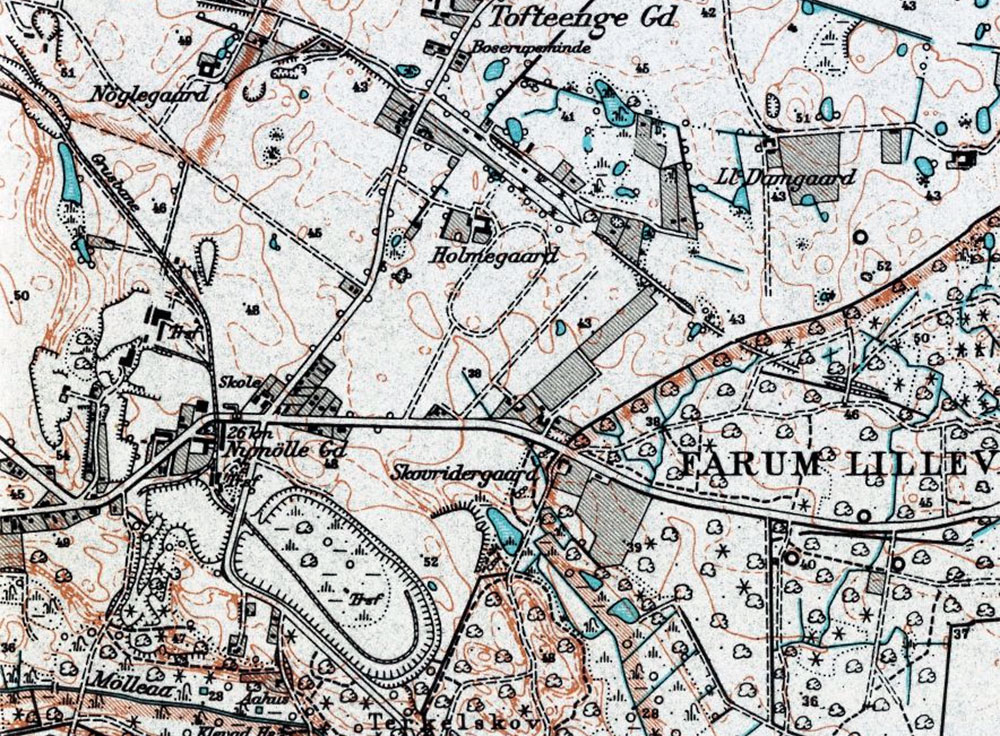 Kort over Farum grusgrav ca 1955